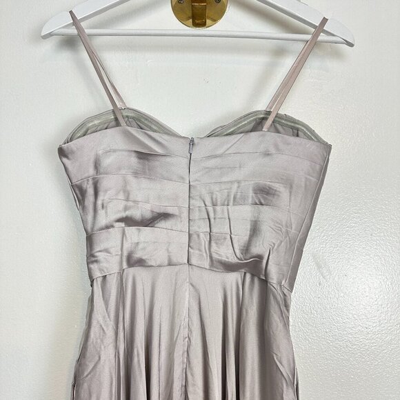 LA FEMME Strapless Slit Satin Ballgown in Silver Size US 2 - Picture 7 of 8